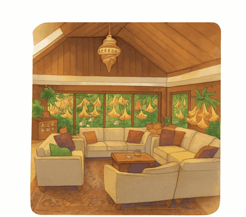 Cozy living room at Jungle House